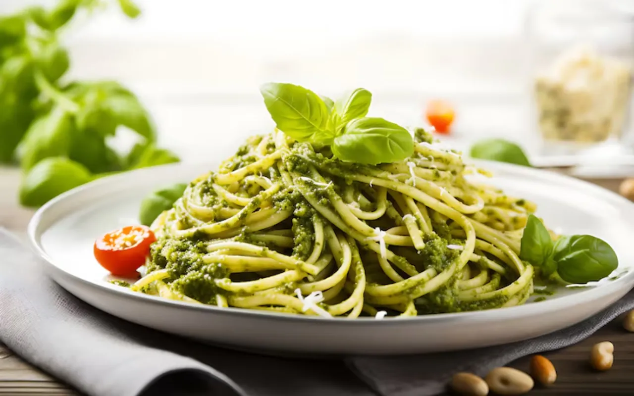 Macarrão de Abobrinha ao Pesto de Manjericão
