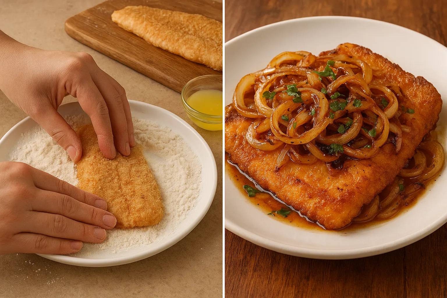 Peixe Frito Acebolado: Requinte de Quero Mais